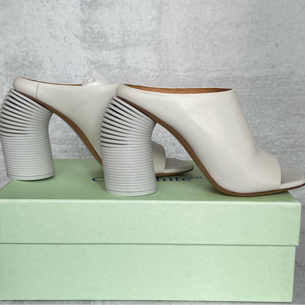 Off-White White Mules with Architectural Design - Virgil Slinky Sandals